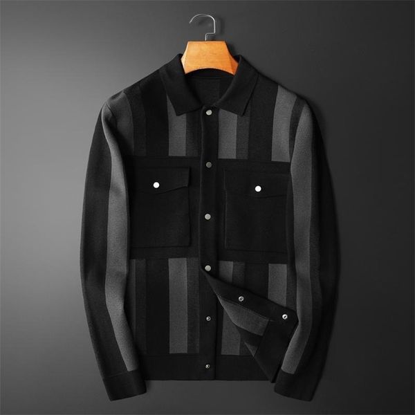 men's wool blends men's fall/winter lapel button shirt fashion casual handsome knitted jacket 220915, Black
men's wool blends men's fall/winter lapel button shirt fashion casual handsome knitted jacket 220915, Black