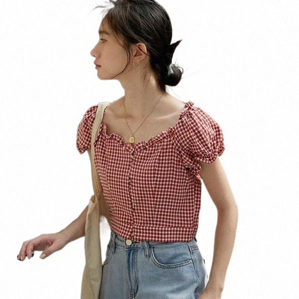 women vintage square collar short sleeve crop 2021 summer plaid printed blouse ladies chic small shirts woman blouses women's & 33w2#, White
women vintage square collar short sleeve crop 2021 summer plaid printed blouse ladies chic small shirts woman blouses women's & 33w2#, White