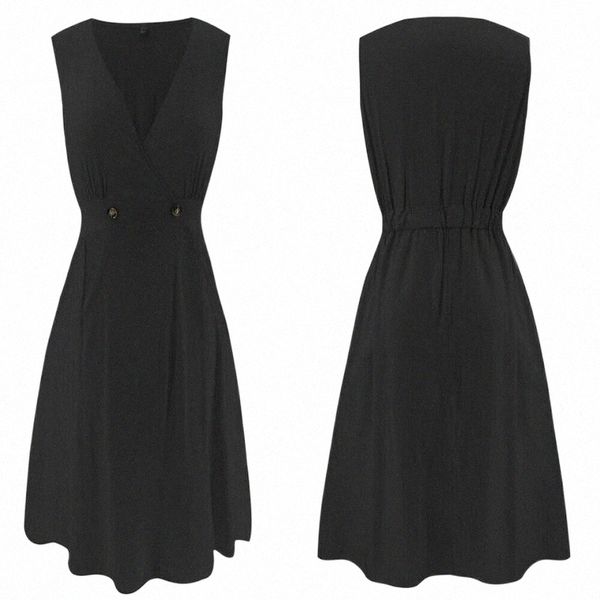 trendy ladies women dress v-neck button solid summer casual sleeveless beach party polyester dress one pieces 114w#, Black;gray
trendy ladies women dress v-neck button solid summer casual sleeveless beach party polyester dress one pieces 114w#, Black;gray