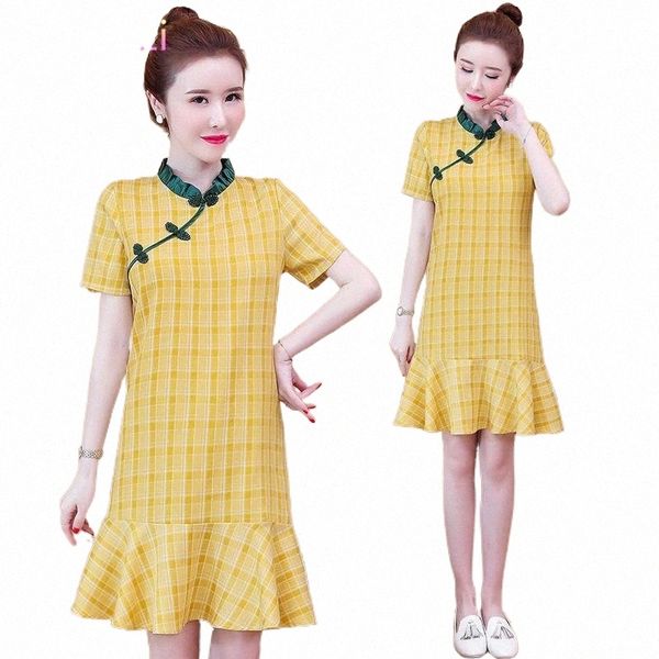 plus size -4xl 2021 summer yellow check short sleeve qipao for women chinese modern cheongsam dress party traditional clothes z9kf#, Red
plus size -4xl 2021 summer yellow check short sleeve qipao for women chinese modern cheongsam dress party traditional clothes z9kf#, Red