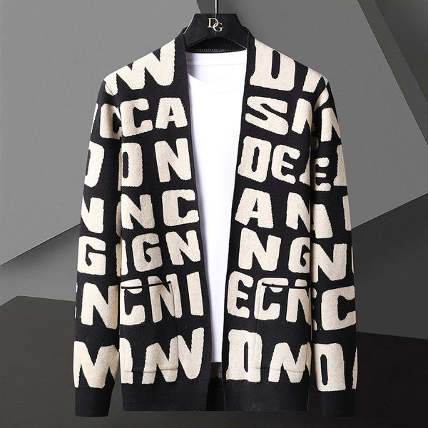 men's wool blends autumn fashion knit striped cardigan jacket men korean sweaters coat men clothing designer letter cardigan men sweter, Black
men's wool blends autumn fashion knit striped cardigan jacket men korean sweaters coat men clothing designer letter cardigan men sweter, Black