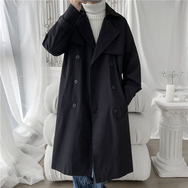 men's wool blends double breasted trench coat men jacket overcoat casual men's windbreakers solid color long loose autumn fashion, Black
men's wool blends double breasted trench coat men jacket overcoat casual men's windbreakers solid color long loose autumn fashion, Black