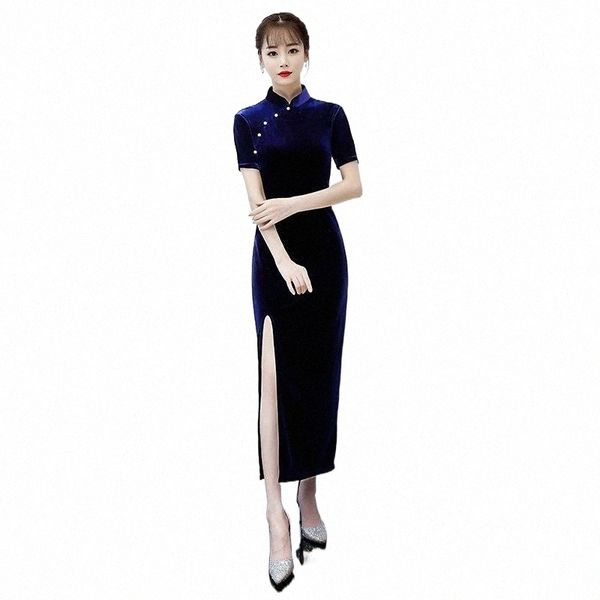 navy blue velour vintage chinese dress female elegant short sleeve slim front split cheongsam mandarin collar long qipao g29l#, Red
navy blue velour vintage chinese dress female elegant short sleeve slim front split cheongsam mandarin collar long qipao g29l#, Red