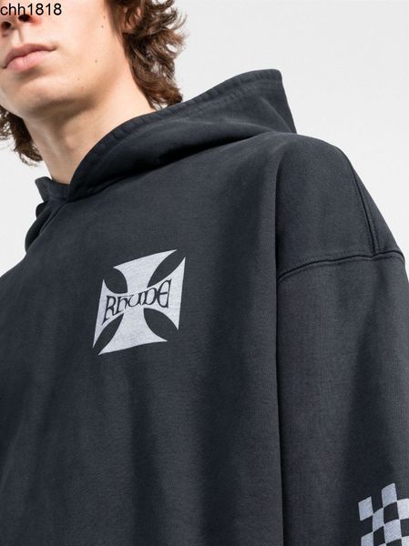high version american street rhude checkerboard washing old os loose men's and women's hoodie, Black
high version american street rhude checkerboard washing old os loose men's and women's hoodie, Black