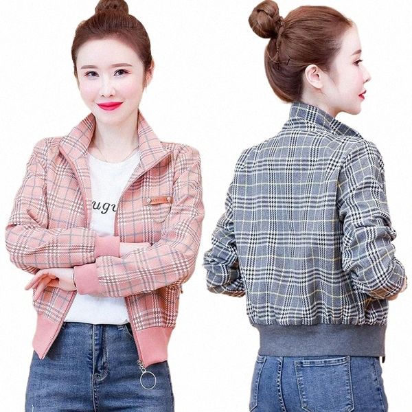 women's spring and autumn fashion jacket casual korean simple plaid short women coat plus size s-2xl jackets t4u6#, Black;brown
women's spring and autumn fashion jacket casual korean simple plaid short women coat plus size s-2xl jackets t4u6#, Black;brown