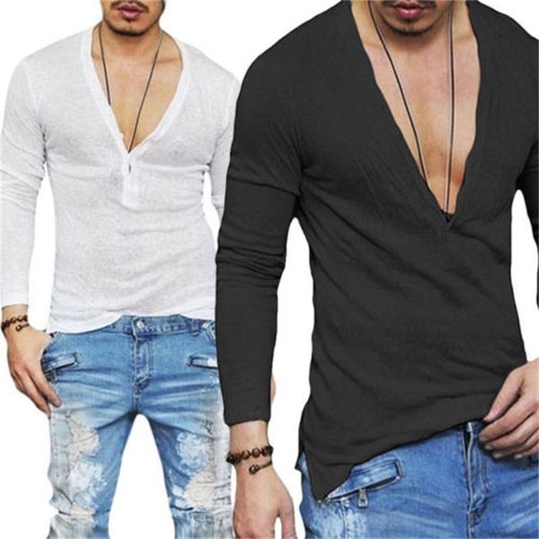 men's tshirts fashion casual vneck long sleeve shirts slim fit tshirt tee 220915, White;black
men's tshirts fashion casual vneck long sleeve shirts slim fit tshirt tee 220915, White;black