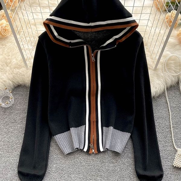 women's knits tees womeneuropean and american fashion striped stitching hooded jacket women's zipper loose knit cardigan d0235 220, White
women's knits tees womeneuropean and american fashion striped stitching hooded jacket women's zipper loose knit cardigan d0235 220, White