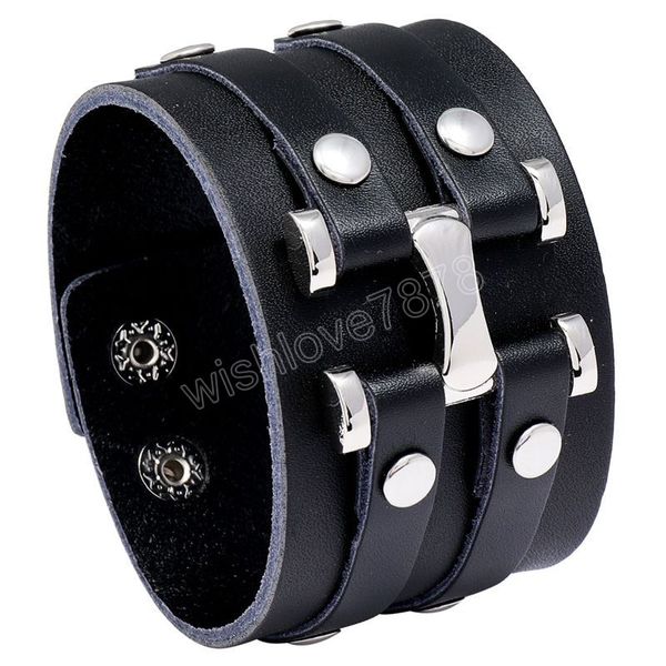 wide leather bracelet cuff multilayer wrap button adjustable bracelet wristand for men women fashion jewelry black, Golden;silver
wide leather bracelet cuff multilayer wrap button adjustable bracelet wristand for men women fashion jewelry black, Golden;silver