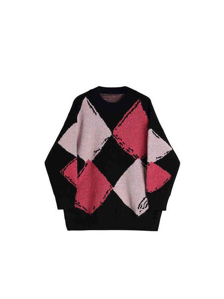 women's sweaters vintage women rhombus pattern design contrast color knitwear autumn crew-neck warm baggy long sleeve knitted pullover, White;black
women's sweaters vintage women rhombus pattern design contrast color knitwear autumn crew-neck warm baggy long sleeve knitted pullover, White;black