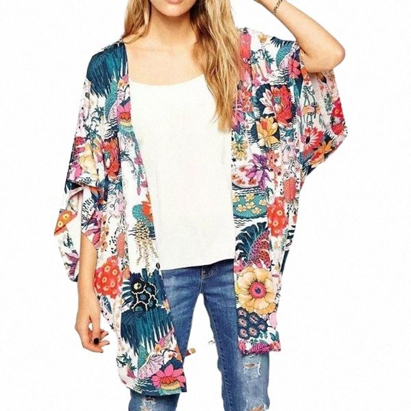 women arrival floral loose shawl kimono chiffon cardigan boho beach holiday blouse women's blouses & shirts k7xg#, White
women arrival floral loose shawl kimono chiffon cardigan boho beach holiday blouse women's blouses & shirts k7xg#, White