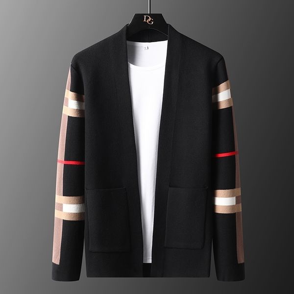 men's wool blends luxury brand designer cardigan european jacket men fashion casual pocket knitted cardigan sweater coat autumn winter, Black
men's wool blends luxury brand designer cardigan european jacket men fashion casual pocket knitted cardigan sweater coat autumn winter, Black