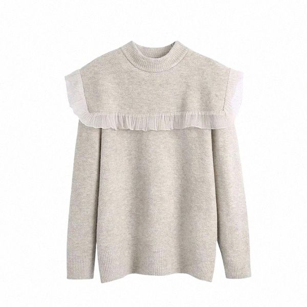 women fashion patchwork organza ruffled knitted sweater vintage o neck long sleeve female pullovers chic women's sweaters s4ja#, White;black
women fashion patchwork organza ruffled knitted sweater vintage o neck long sleeve female pullovers chic women's sweaters s4ja#, White;black