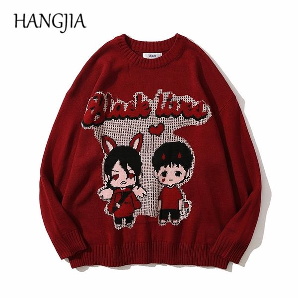 men's sweaters funny black lived couples printed pullover knitwear men oversized japanese anime cartoon knitted sweater women 220915, White;black
men's sweaters funny black lived couples printed pullover knitwear men oversized japanese anime cartoon knitted sweater women 220915, White;black