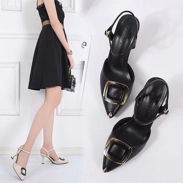 womens classic luxury high heels genuine leather sandals designer fashion women dance one word buckle shoes covered toe stiletto pointed toe, Black
womens classic luxury high heels genuine leather sandals designer fashion women dance one word buckle shoes covered toe stiletto pointed toe, Black