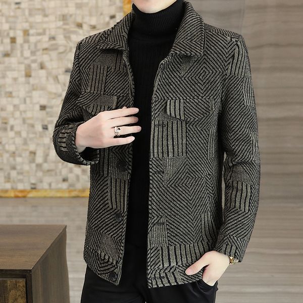 men's wool blends fashion autumn winter striped wool blends jacket men lapel casual business trench coat social streetwear overcoat men, Black
men's wool blends fashion autumn winter striped wool blends jacket men lapel casual business trench coat social streetwear overcoat men, Black