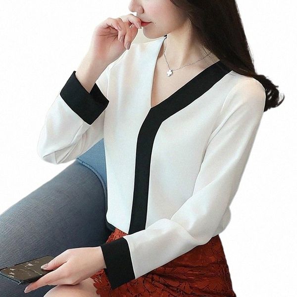 ladies office chiffon blouse women fashion v-neck long sleeve patchwork shirt female casual spring blusas mujer women's blouses & shir, White
ladies office chiffon blouse women fashion v-neck long sleeve patchwork shirt female casual spring blusas mujer women's blouses & shir, White