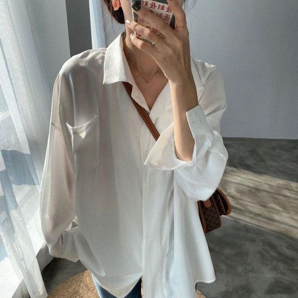 comfortable solid long sleeve feminine blouse casual loose turn-down collar office ladies shirt spring autumn blue 2021 women's blouses, White
comfortable solid long sleeve feminine blouse casual loose turn-down collar office ladies shirt spring autumn blue 2021 women's blouses, White