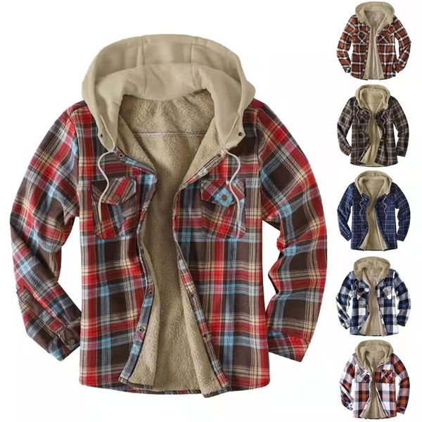 men's jackets style shirt european and american autumn winter thick cotton plaid longsleeved loose hooded jacket 220915, Black;brown
men's jackets style shirt european and american autumn winter thick cotton plaid longsleeved loose hooded jacket 220915, Black;brown
