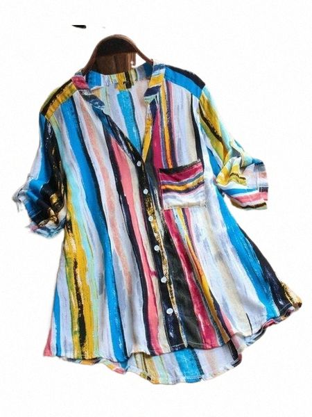 women's fashion short sleeve summer shirt lady vintage striped pattern v-neck loose blouse plus size blouses & shirts h2xc#, White
women's fashion short sleeve summer shirt lady vintage striped pattern v-neck loose blouse plus size blouses & shirts h2xc#, White