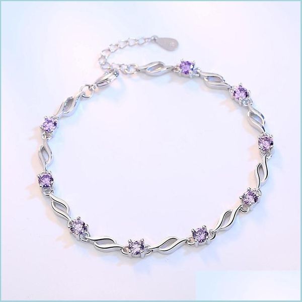 link chain 925 sterling sier jewelry bracelet retro fashion woman purple crystal four prong diy length 20.5cm 810 z2 dr dh6f7, Black
link chain 925 sterling sier jewelry bracelet retro fashion woman purple crystal four prong diy length 20.5cm 810 z2 dr dh6f7, Black