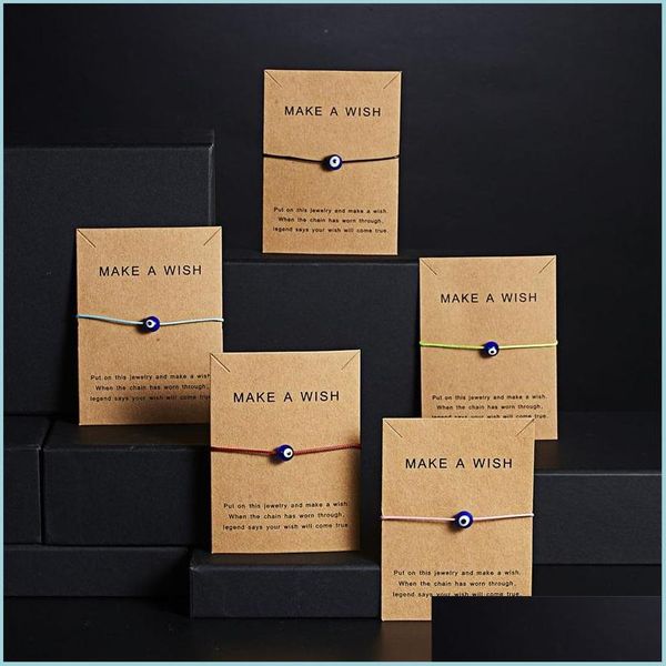 beaded strands blue eye bracelet mti colour strands knitting rope make a wish card jewelry charm bracelets adjustable women men chai dhcry, Black
beaded strands blue eye bracelet mti colour strands knitting rope make a wish card jewelry charm bracelets adjustable women men chai dhcry, Black