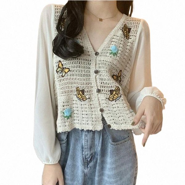 women's blouses & shirts 2021 spring design square collar butterfly knitted stitching hollow loose long-sleeved blouse clothing 981h#, White
women's blouses & shirts 2021 spring design square collar butterfly knitted stitching hollow loose long-sleeved blouse clothing 981h#, White