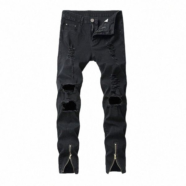 men's jeans slim fit ankle zip hole ripped male trousers streetwear denim pants fashion stretchs leg opening zipper mens g7du#, Blue
men's jeans slim fit ankle zip hole ripped male trousers streetwear denim pants fashion stretchs leg opening zipper mens g7du#, Blue