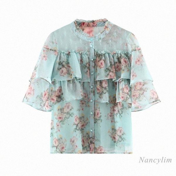 ruffled floral chiffon short sleeve green shirt for women 2021 summer clothing elegant lady blouse blusas mujer women's blouses & shirt, White
ruffled floral chiffon short sleeve green shirt for women 2021 summer clothing elegant lady blouse blusas mujer women's blouses & shirt, White