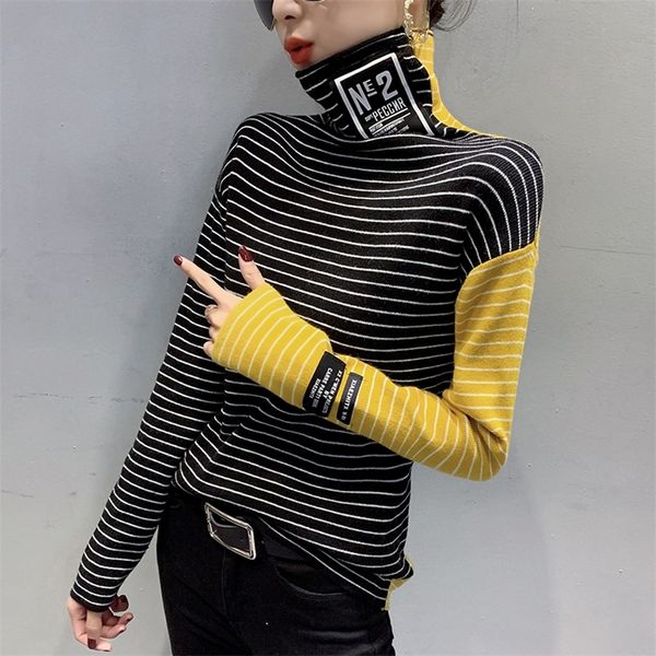 women's knits tees #3807 spring striped knitted sweater women turtleneck knitted harajuku tight spliced color elastic sweaters ladies, White
women's knits tees #3807 spring striped knitted sweater women turtleneck knitted harajuku tight spliced color elastic sweaters ladies, White