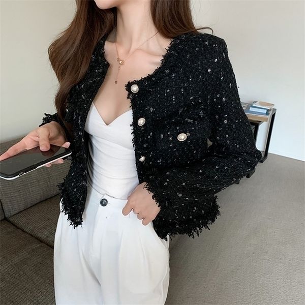 womens jackets small fragrance women tweed outerwear autumn winter single breasted tassel blends wool female long sleeve jacket coat 220915, Black;brown
womens jackets small fragrance women tweed outerwear autumn winter single breasted tassel blends wool female long sleeve jacket coat 220915, Black;brown