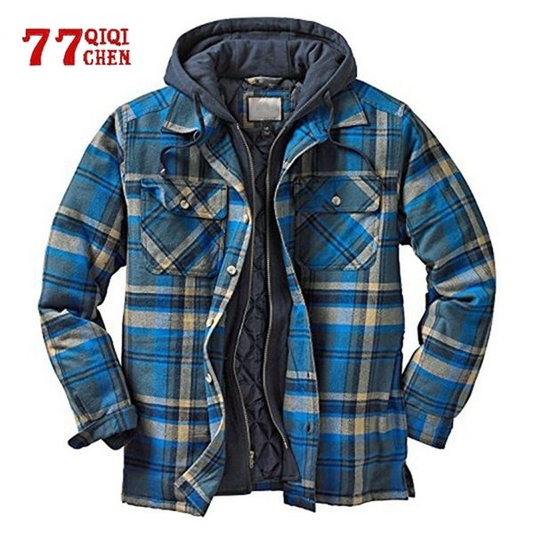 men's jackets mens plaid hooded jacket autumn winter thicken harajuku zipper long sleeve coat basic casual shirt european size s5xl 220, Black;brown
men's jackets mens plaid hooded jacket autumn winter thicken harajuku zipper long sleeve coat basic casual shirt european size s5xl 220, Black;brown