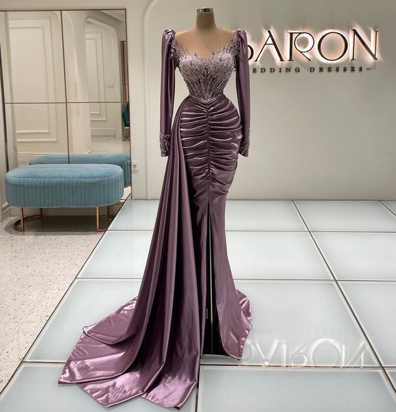 taffeta mermaid prom dresses sheer neck long sleeve beaded ruched evening gowns arabic front split women gowns vestidos, Black
taffeta mermaid prom dresses sheer neck long sleeve beaded ruched evening gowns arabic front split women gowns vestidos, Black