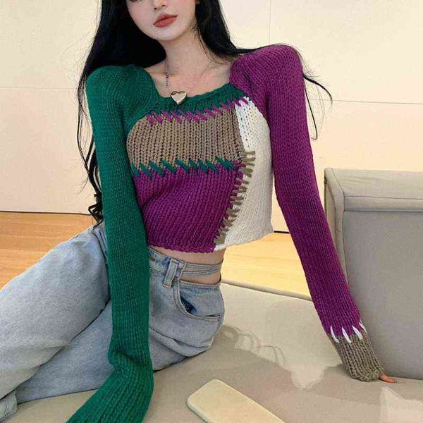 women's sweaters winter knitted y2k pullover sweater women patchwork korean fashion sweater female chic loose knitwear sweater 2021 au, White;black
women's sweaters winter knitted y2k pullover sweater women patchwork korean fashion sweater female chic loose knitwear sweater 2021 au, White;black