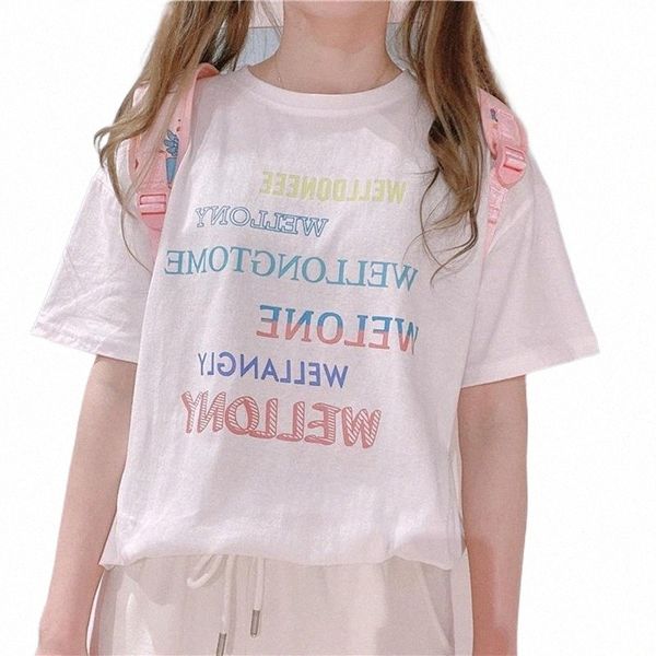 short sleeve soft sister t-shirt wild pullover cute letter print summer girlish style loose women preppy women's t1oz#, White
short sleeve soft sister t-shirt wild pullover cute letter print summer girlish style loose women preppy women's t1oz#, White