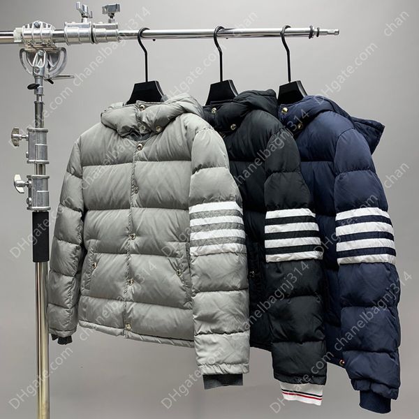 fashion luxury brand men coats slim fit hooded short tb down jacket striped solid thick casual autumn winter clothing, Black
fashion luxury brand men coats slim fit hooded short tb down jacket striped solid thick casual autumn winter clothing, Black