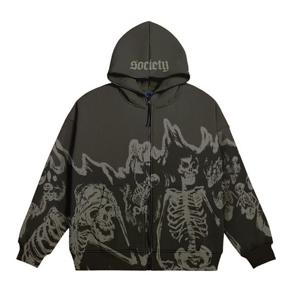men's hoodies sweatshirts streetwear crewneck skeleton hoodie couple style y2k retro hoodie zipper oversized sweatshirt gothic 220915, Black
men's hoodies sweatshirts streetwear crewneck skeleton hoodie couple style y2k retro hoodie zipper oversized sweatshirt gothic 220915, Black