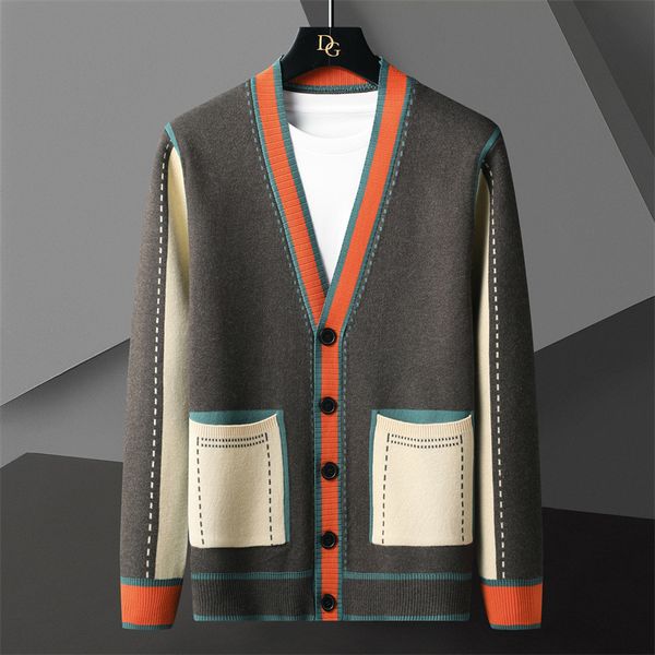 men's sweaters brand luxury contrasting colors line decoration knitting cardigan man long sleeve slim fit sweater cardigan male garment, White;black 
men's sweaters brand luxury contrasting colors line decoration knitting cardigan man long sleeve slim fit sweater cardigan male garment, White;black
