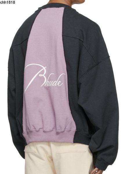 high version early autumn new fashion rhude cut stitched embroidery men's and women's off shoulder loose sweater, Black
high version early autumn new fashion rhude cut stitched embroidery men's and women's off shoulder loose sweater, Black