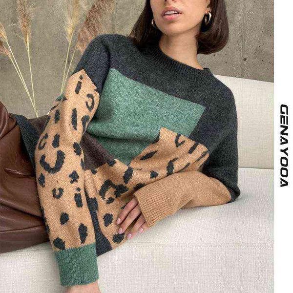 women's sweaters genayooa leopard patchwork cashmere sweater women loose casual knitted pullovers autumn soft knitwear female retro jum, White;black
women's sweaters genayooa leopard patchwork cashmere sweater women loose casual knitted pullovers autumn soft knitwear female retro jum, White;black