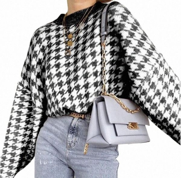 winter women pullover sweater lady houndtooth print warm sweatshirt female cotton loose fit 94h4#, White;black
winter women pullover sweater lady houndtooth print warm sweatshirt female cotton loose fit 94h4#, White;black