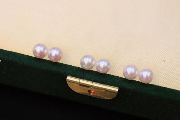 Image of 22091303 Diamondbox - PEARL Jewelry earrings ear studs au750 18k yellow gold aka 6-7mm akoya classic round simple gift idea