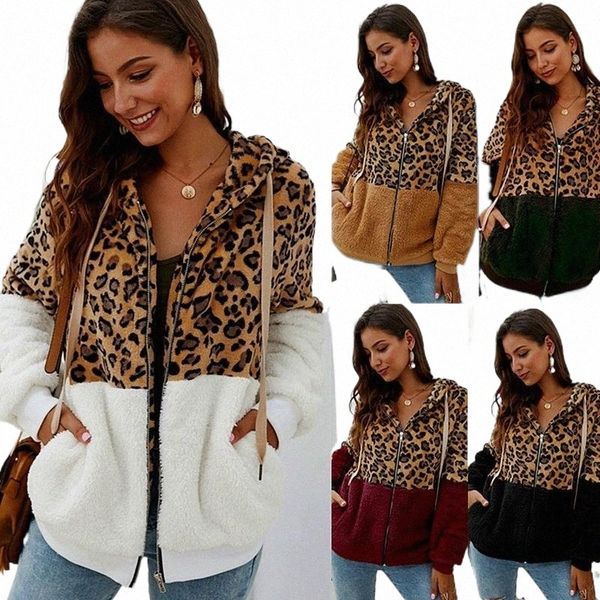 women leopard sherpa fleece sweater hooded zipper cardigan teddy coat female warm streetwear women's jackets q9dd#, Black;brown
women leopard sherpa fleece sweater hooded zipper cardigan teddy coat female warm streetwear women's jackets q9dd#, Black;brown