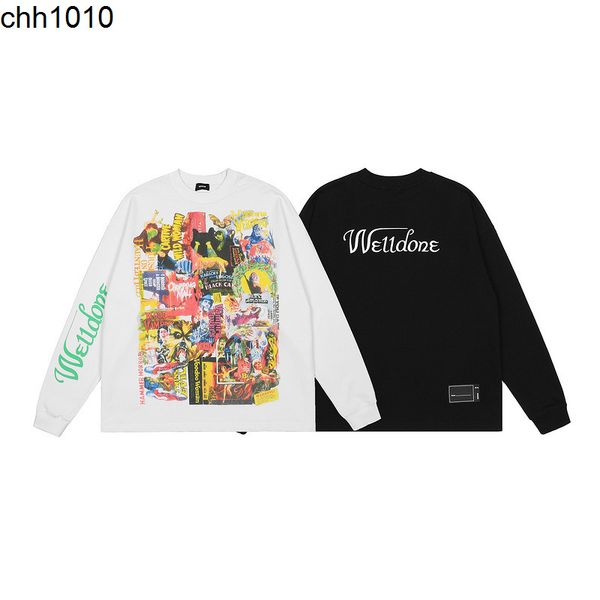 2022q aw we11done graffiti poster print men's and women's oversize loose crew neck sweater, Black
2022q aw we11done graffiti poster print men's and women's oversize loose crew neck sweater, Black