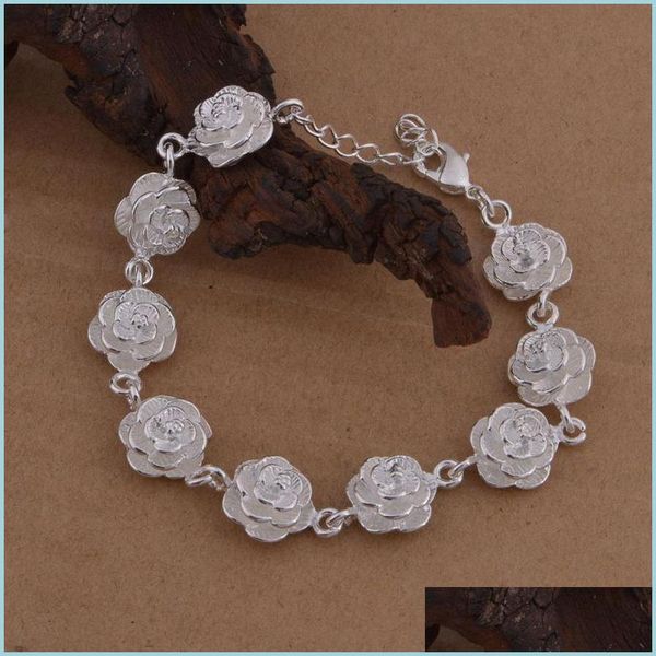link chain 925 sterling sier fl rose flower chain bracelet for women wedding engagement party fashion jewelry 1283 t2 drop delivery dhc4z, Black
link chain 925 sterling sier fl rose flower chain bracelet for women wedding engagement party fashion jewelry 1283 t2 drop delivery dhc4z, Black