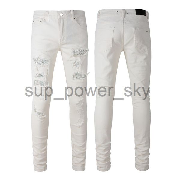 amirs light luxury designer jeans fashion white ripped pants original single trousers simple fashion tight, Blue
amirs light luxury designer jeans fashion white ripped pants original single trousers simple fashion tight, Blue