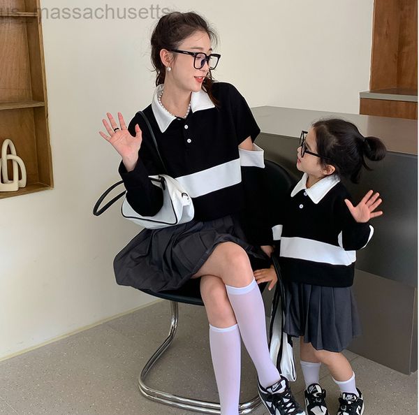 family matching outfits matches mother clothes children and daughter american stripes polo neck sweatshirt young l220916, Blue
family matching outfits matches mother clothes children and daughter american stripes polo neck sweatshirt young l220916, Blue