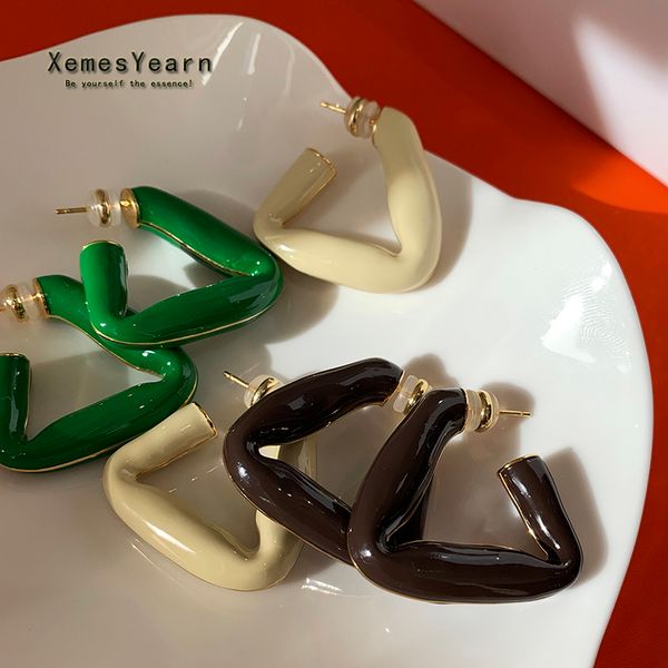 high fashion enamel drop glaze geometric triangular earrings gothic girls' unusual jewelry party luxury accessories for woman, Silver
high fashion enamel drop glaze geometric triangular earrings gothic girls' unusual jewelry party luxury accessories for woman, Silver