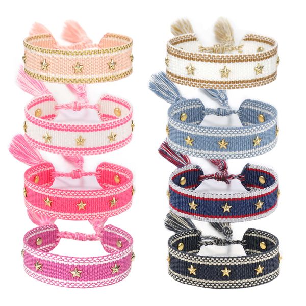 24 colors star rivet tassel bracelet wholesale handmade braided rope adjustable jewelry wristband for wedding gift party, Golden;silver
24 colors star rivet tassel bracelet wholesale handmade braided rope adjustable jewelry wristband for wedding gift party, Golden;silver
