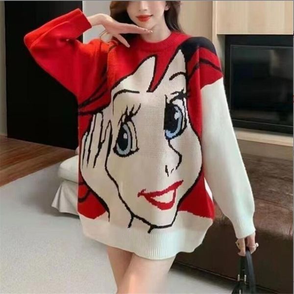 2022 women's sweater oversize full seal cartoon loose pullover autumn winter clothes o collar long sleeve jumper femme w290, White;black
2022 women's sweater oversize full seal cartoon loose pullover autumn winter clothes o collar long sleeve jumper femme w290, White;black