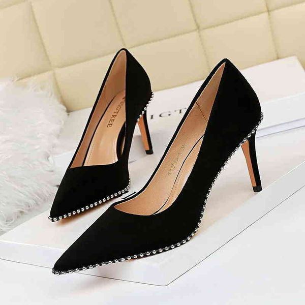 1829-a5 sandals women's shoes thin heels high suede shallow mouth pointed metal beads night club single, Black
1829-a5 sandals women's shoes thin heels high suede shallow mouth pointed metal beads night club single, Black